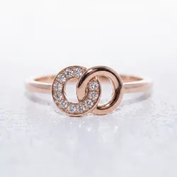 Bague Cercles Entrelacés Pavés en Or 18K ou Platine