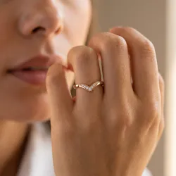 Bague Chevron Diamants en Or 18K ou Platine | Celinni