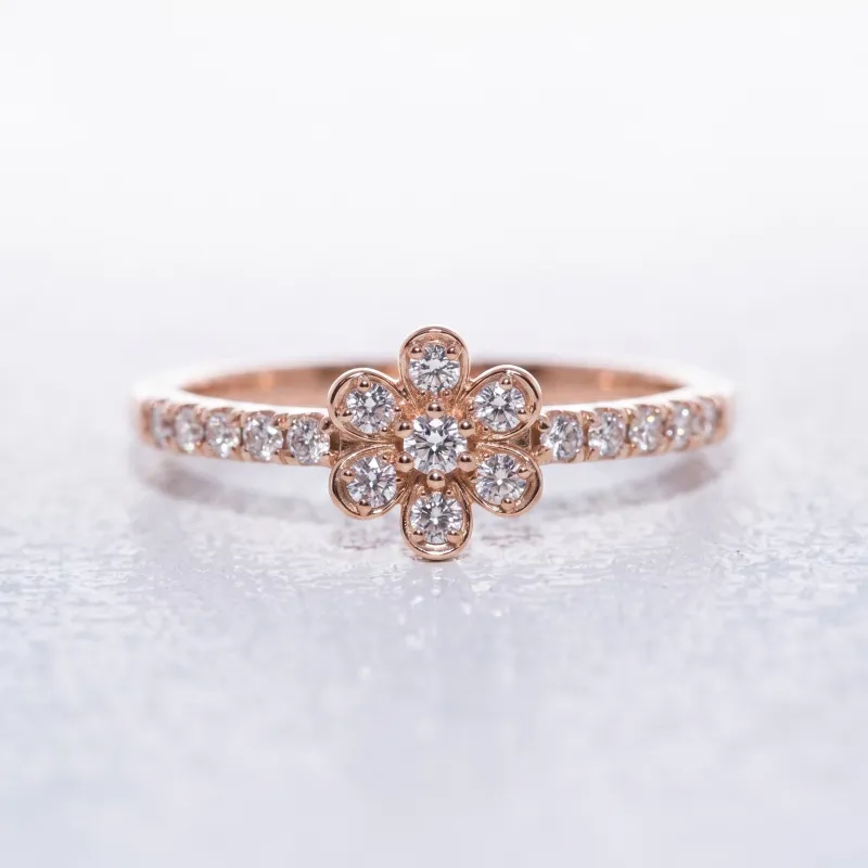Bague Fleur Pavée Or en Or 18K ou Platine | Celinni