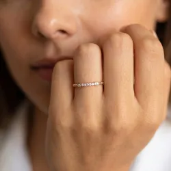 Bague Jonc Marquise Pavé en Or 18K ou Platine | Celinni
