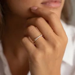 Bague Jonc Marquise Pavé en Or 18K ou Platine | Celinni