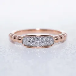 Bague Jonc Perlé Pavé en Or 18K ou Platine | Celinni