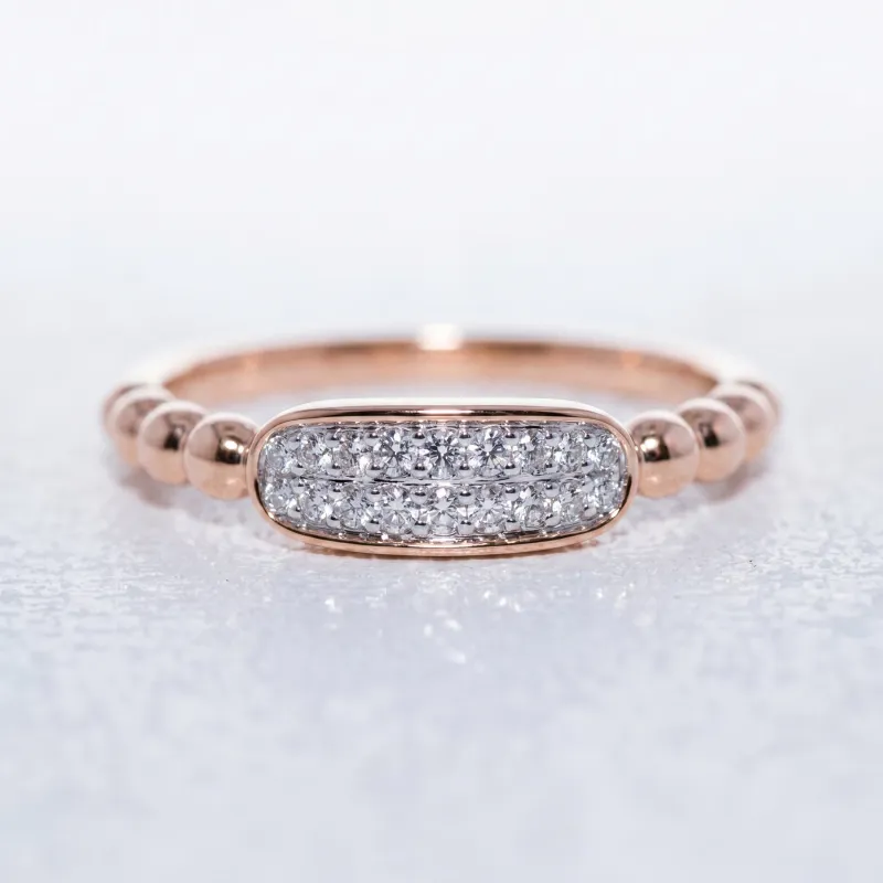 Bague Jonc Perlé Pavé en Or 18K ou Platine | Celinni