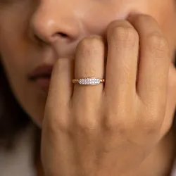 Bague Jonc Perlé Pavé en Or 18K ou Platine | Celinni