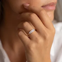 Bague Jonc Perlé Pavé en Or 18K ou Platine | Celinni