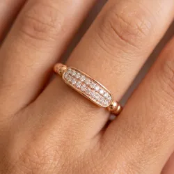 Bague Jonc Perlé Pavé en Or 18K ou Platine | Celinni