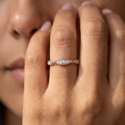 Bague Jonc Perlé Semé de Marquises en Or 18K ou Platine