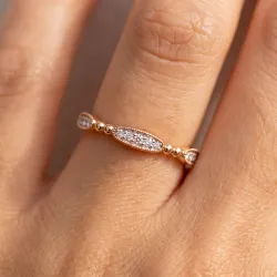 Bague Jonc Perlé Semé de Marquises en Or 18K ou Platine