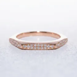 Bague Jonc Pavé Plaque en Or 18K ou Platine | Celinni