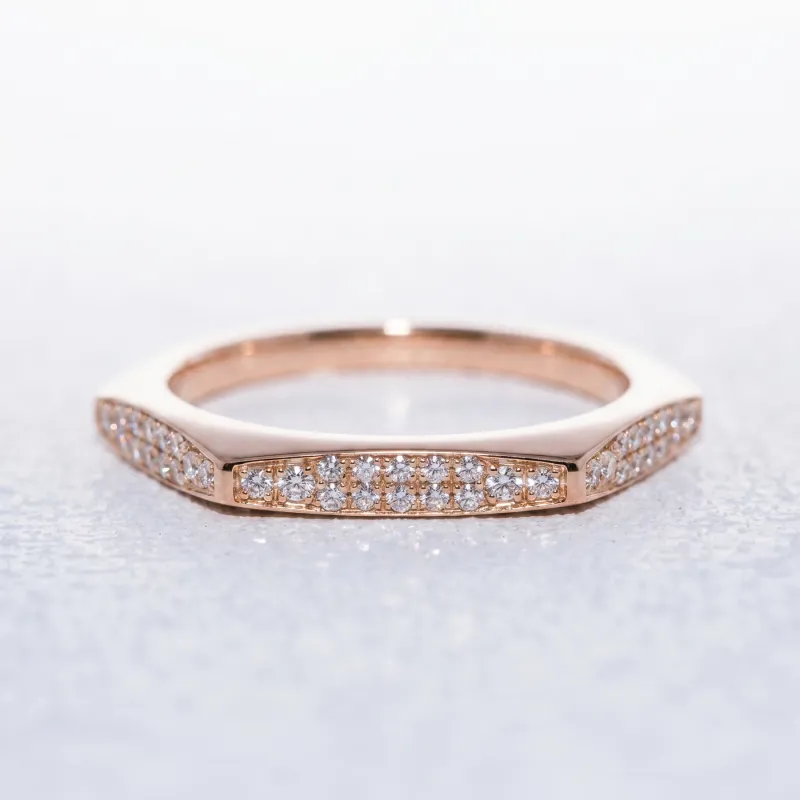Bague Jonc Pavé Plaque en Or 18K ou Platine | Celinni