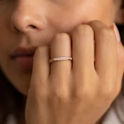 Bague Jonc Pavé Plaque en Or 18K ou Platine | Celinni