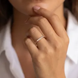 Bague Jonc Pavé Plaque en Or 18K ou Platine | Celinni