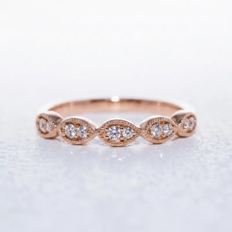 Bague Alliance Feuilles Milgrain en Or 18K ou Platine