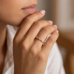 Bague Alliance Feuilles Milgrain en Or 18K ou Platine
