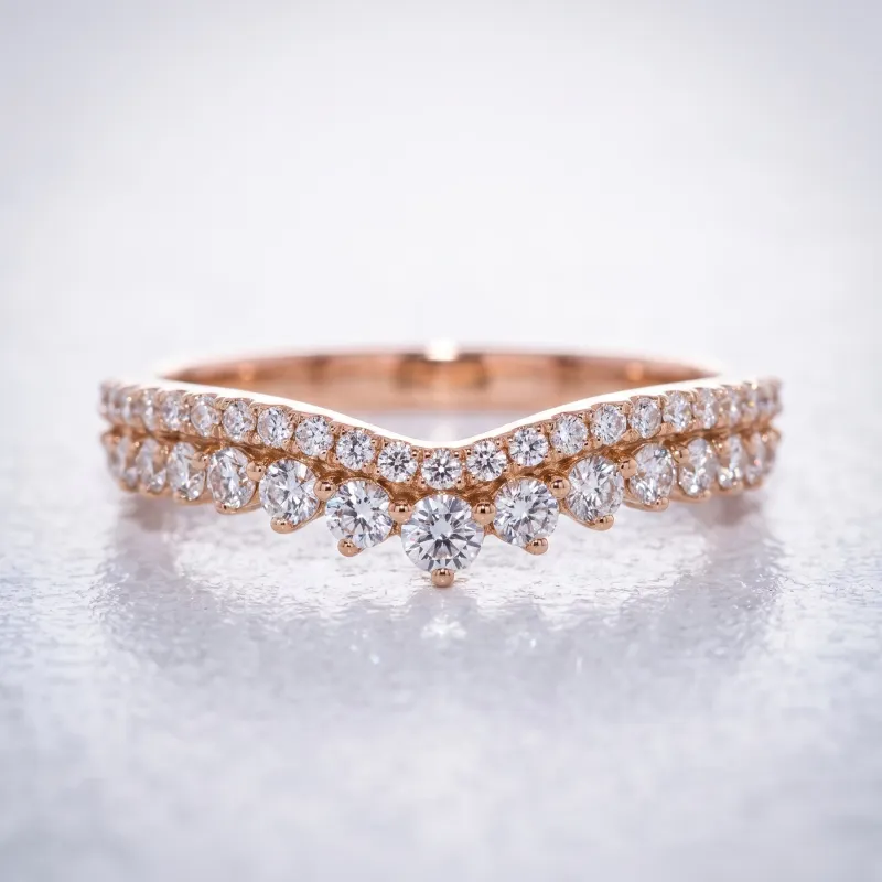 Bague Contour Chevron Pav&eacute; en Or 18K ou Platine | Celinni