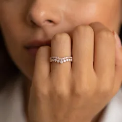 Bague Contour Chevron Pav&eacute; en Or 18K ou Platine | Celinni