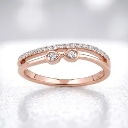 Bague Toi & Moi Gouttes Pav&eacute;es en Or 18K ou Platine