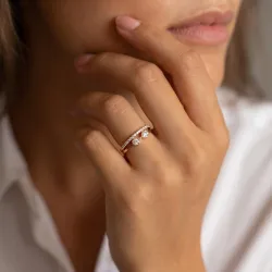 Bague Toi & Moi Gouttes Pav&eacute;es en Or 18K ou Platine