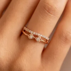 Bague Toi & Moi Gouttes Pav&eacute;es en Or 18K ou Platine