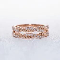 Bague Croisée Torsadée Pavée en Or 18K ou Platine | Celinni