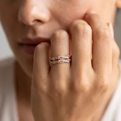 Bague Croisée Torsadée Pavée en Or 18K ou Platine | Celinni