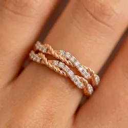 Bague Croisée Torsadée Pavée en Or 18K ou Platine | Celinni