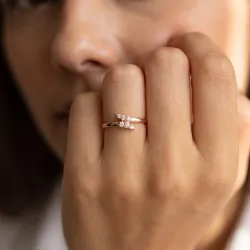Bague Jonc Ouvert Croisé en Or 18K ou Platine | Celinni