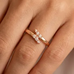 Bague Jonc Ouvert Croisé en Or 18K ou Platine | Celinni
