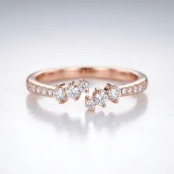 Bague Jonc Ouvert Cascade de Diamants en Or 18K ou Platine