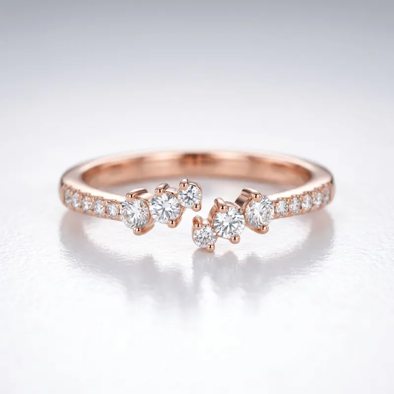 Bague Jonc Ouvert Cascade de Diamants en Or 18K ou Platine