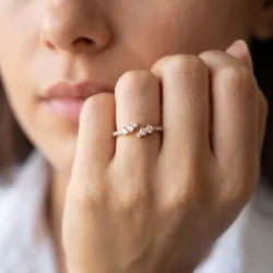 Bague Jonc Ouvert Cascade de Diamants en Or 18K ou Platine