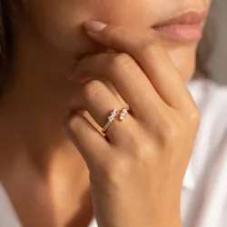 Bague Jonc Ouvert Cascade de Diamants en Or 18K ou Platine