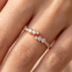 Bague Jonc Ouvert Cascade de Diamants en Or 18K ou Platine