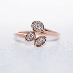 Bague Trio Pétales Diamants en Or 18K ou Platine | Celinni
