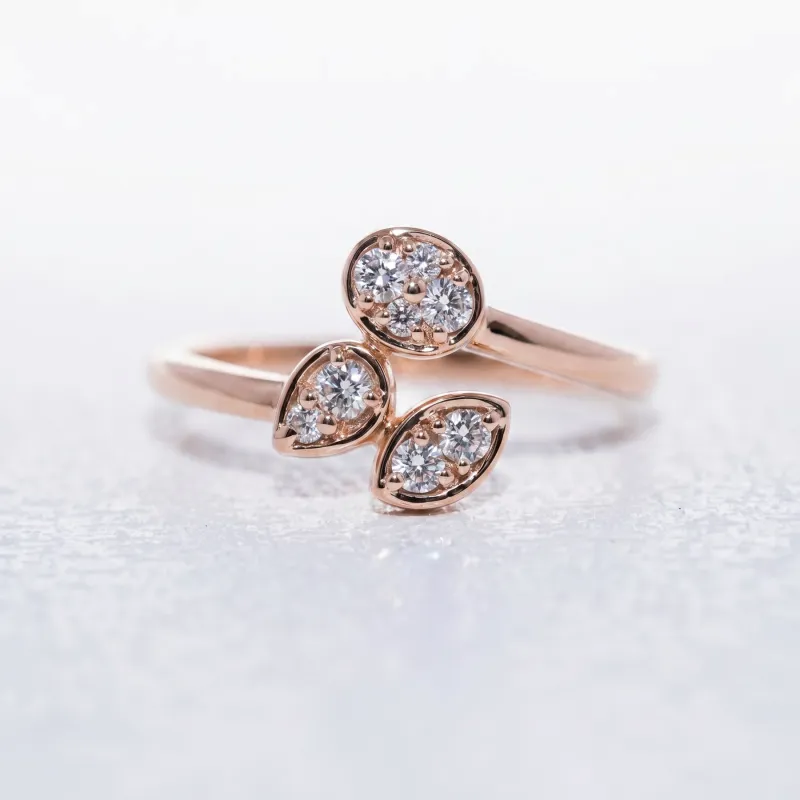 Bague Trio Pétales Diamants en Or 18K ou Platine | Celinni