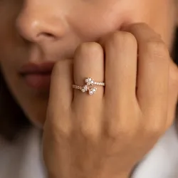 Bague Trio Pétales Diamants en Or 18K ou Platine | Celinni