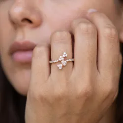Bague Trèfle Cœurs Pavés en Or 18K ou Platine | Celinni