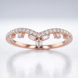 Bague Couronne Chevron en Or 18K ou Platine | Celinni