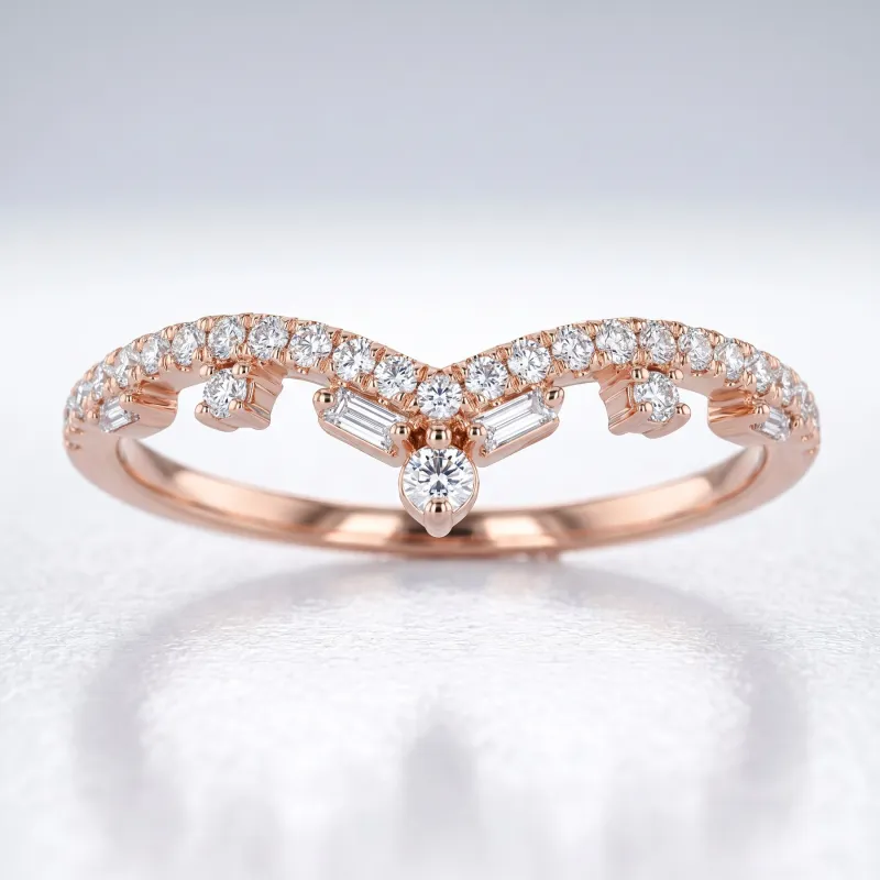 Bague Couronne Chevron en Or 18K ou Platine | Celinni
