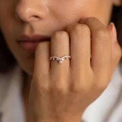 Bague Couronne Chevron en Or 18K ou Platine | Celinni
