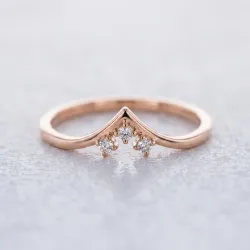 Bague Couronne Trois Diamants en Or 18K ou Platine | Celinni