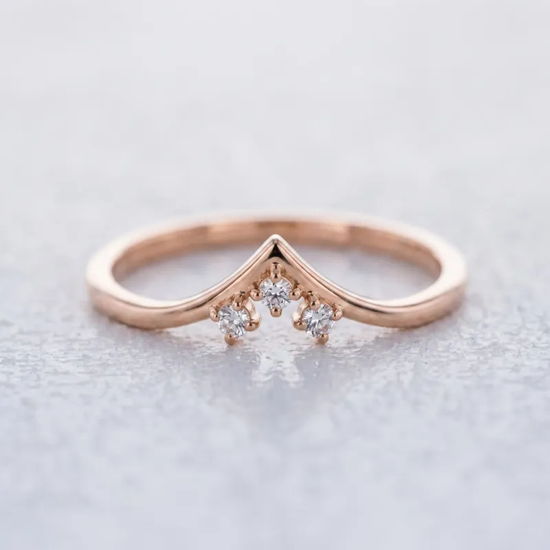 Bague Couronne Trois Diamants en Or 18K ou Platine | Celinni