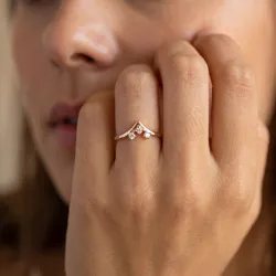 Bague Couronne Trois Diamants en Or 18K ou Platine | Celinni