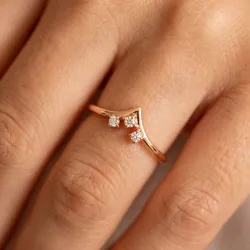Bague Couronne Trois Diamants en Or 18K ou Platine | Celinni