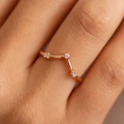 Bague Couronne Diamants Espacés en Or 18K ou Platine