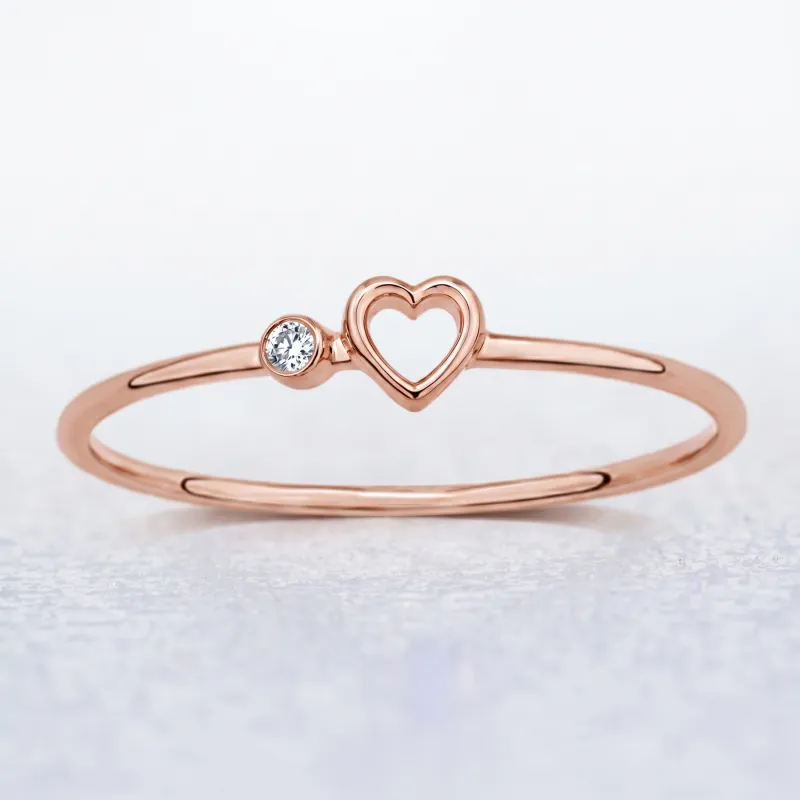 Bague Cœur Ajouré Diamant en Or 18K ou Platine | Celinni