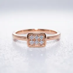 Bague Pav&eacute; Rectangle Diamants en Or 18K ou Platine | Celinni
