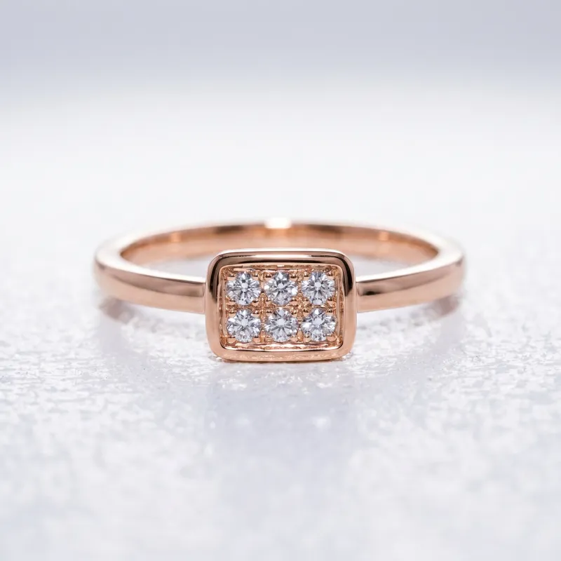 Bague Pav&eacute; Rectangle Diamants en Or 18K ou Platine | Celinni