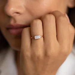 Bague Pav&eacute; Rectangle Diamants en Or 18K ou Platine | Celinni