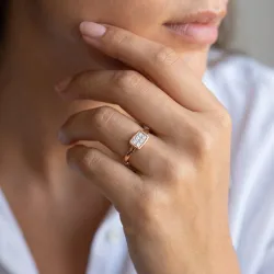 Bague Pav&eacute; Rectangle Diamants en Or 18K ou Platine | Celinni